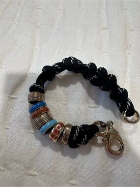 Roxanne Assoulin Black Cord Bracelet with Blue, Orange, Pink & Silver Accents
